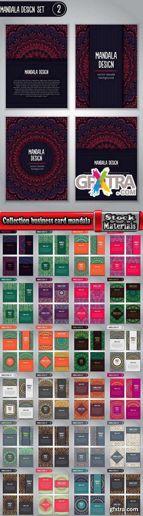 Collection business card mandala ornament flyer banner indian ethnic pattern 25 EPS