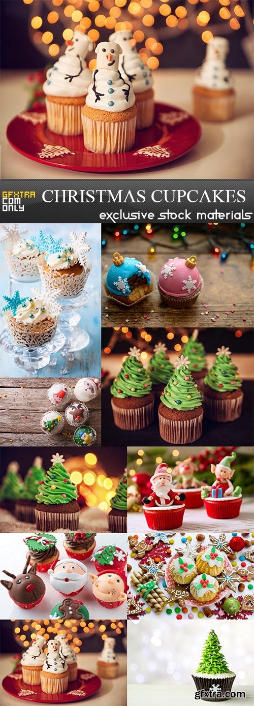 Christmas cupcakes, 10 x UHQ JPEG