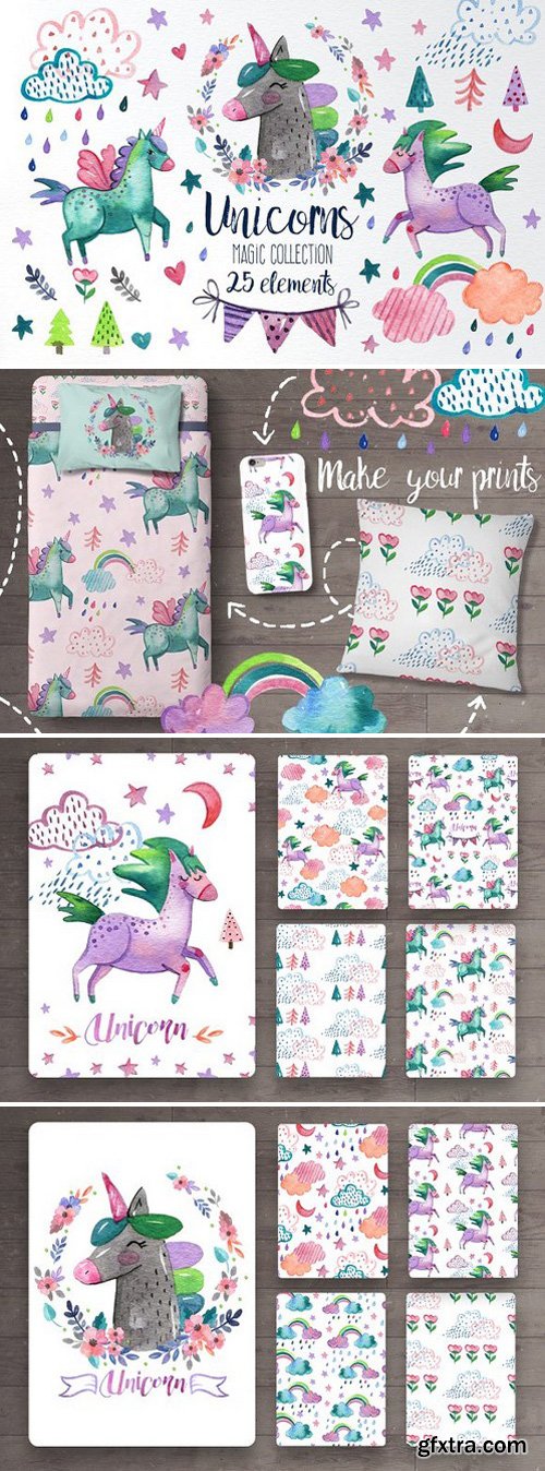 CM - Watercolor unicorn magic collection 1025509