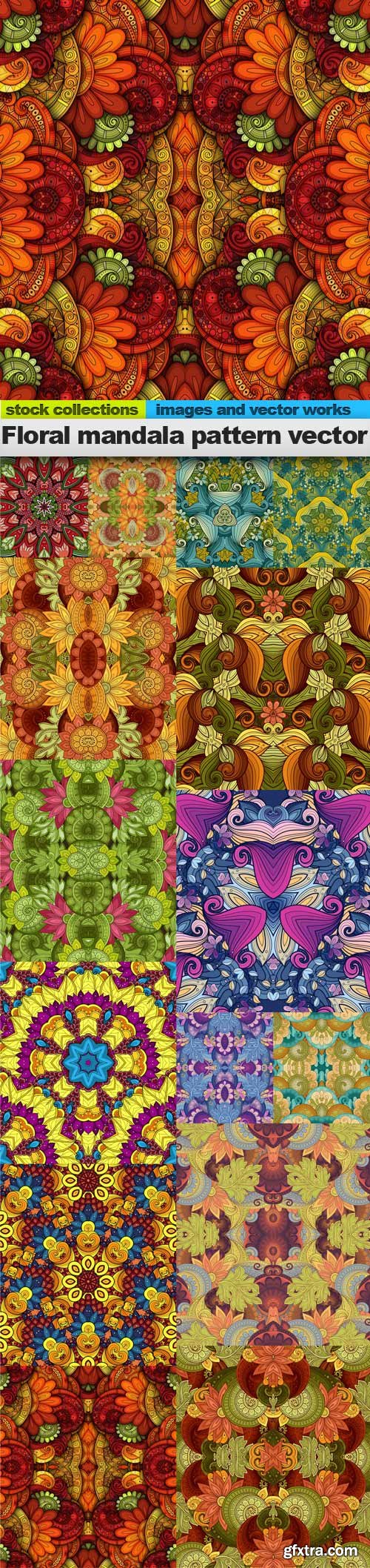 Floral mandala pattern vector, 15 x EPS