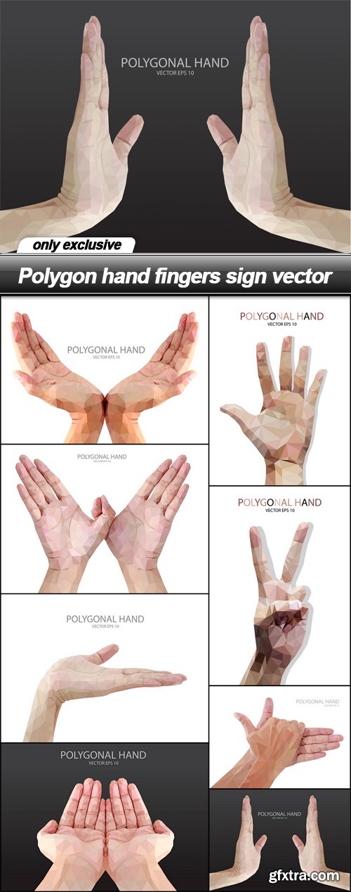 Polygon hand fingers sign vector - 8 EPS