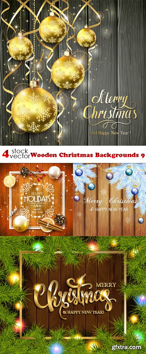 Vectors - Wooden Christmas Backgrounds 9