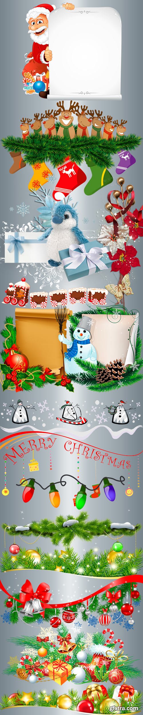 Clipart Christmas borders, dividers, corners and scrolls