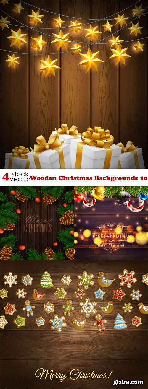 Vectors - Wooden Christmas Backgrounds 10