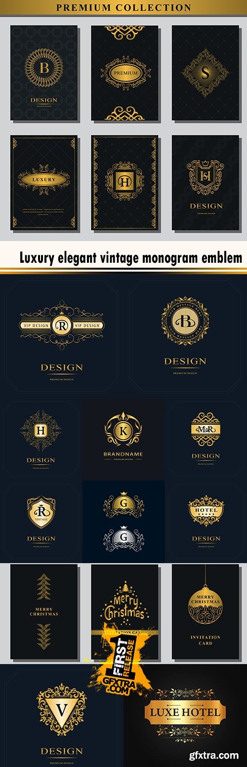 Luxury elegant vintage monogram emblem