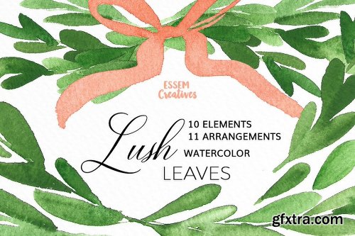 CreativeMarket Watercolor Leaves & Wreaths - Olive 1121993