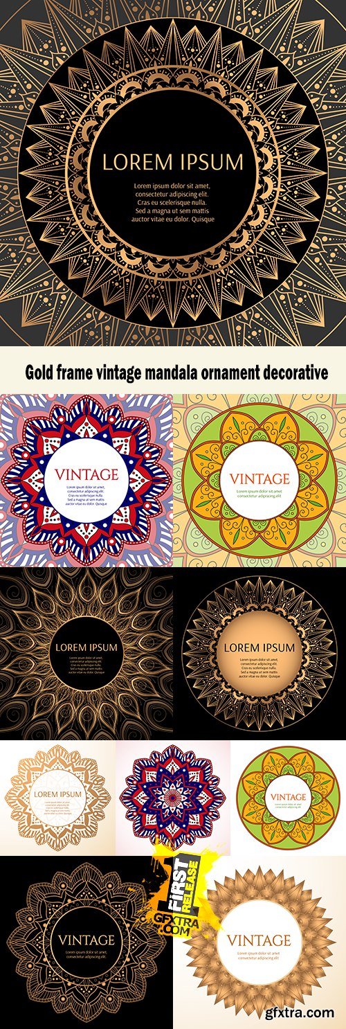 Gold frame vintage mandala ornament decorative