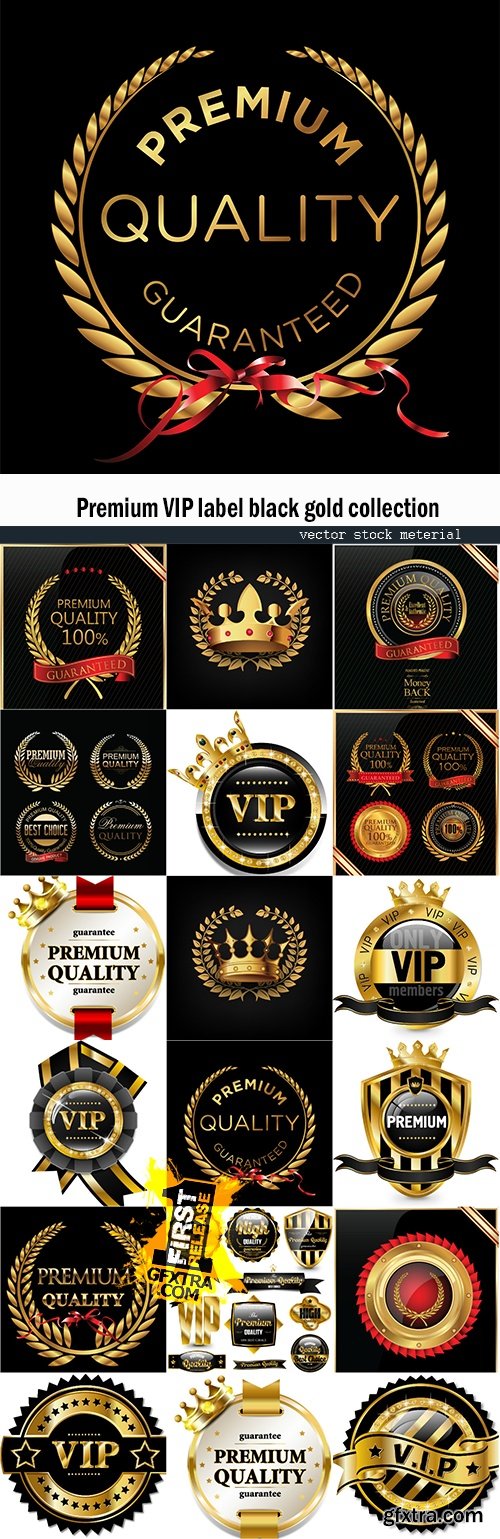 Premium VIP label black gold collection