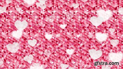 Valentine Day Polygonal Pixelated Motion Design with Blurred Hearts