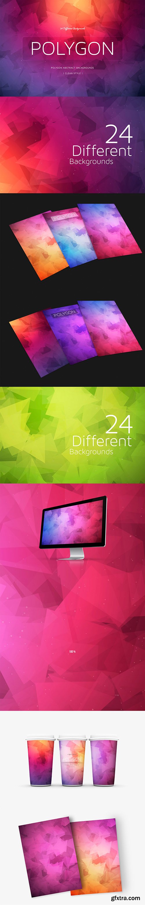 Textures - 24 Polygon Colorful Backgrounds