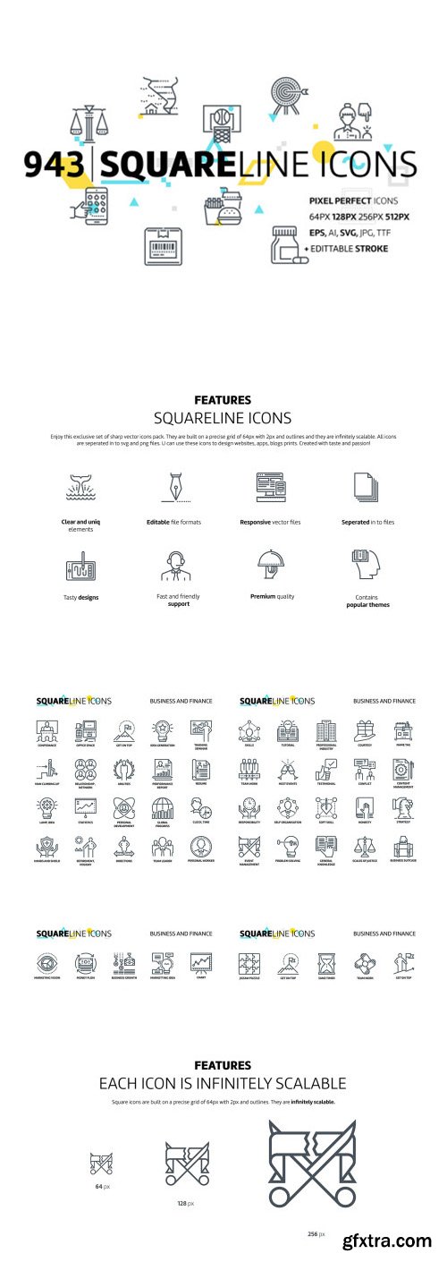 Squareline Icons - 943 Unique Squareline Icons
