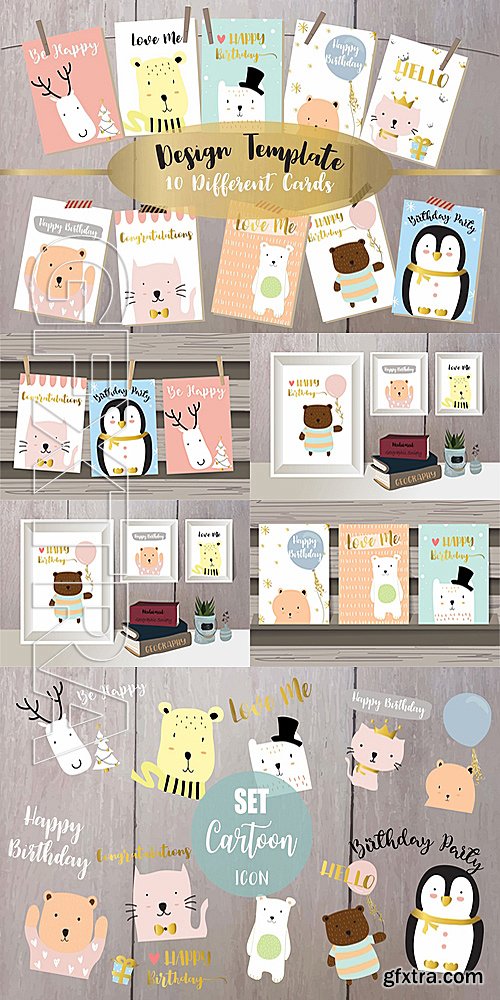 CM - 10 cute lovely design animal cards1# 1160247