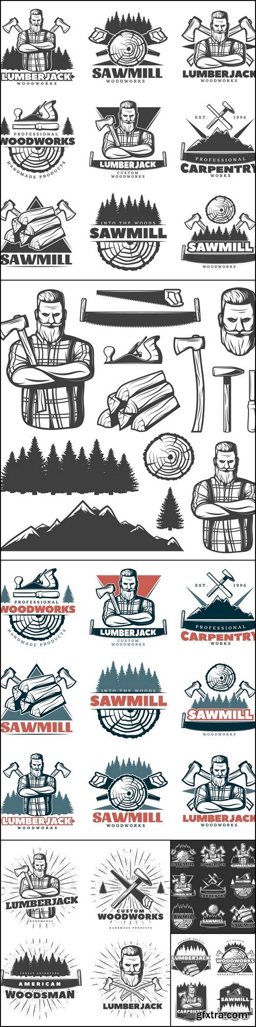Woodcutter - 8 EPS Vector Stock