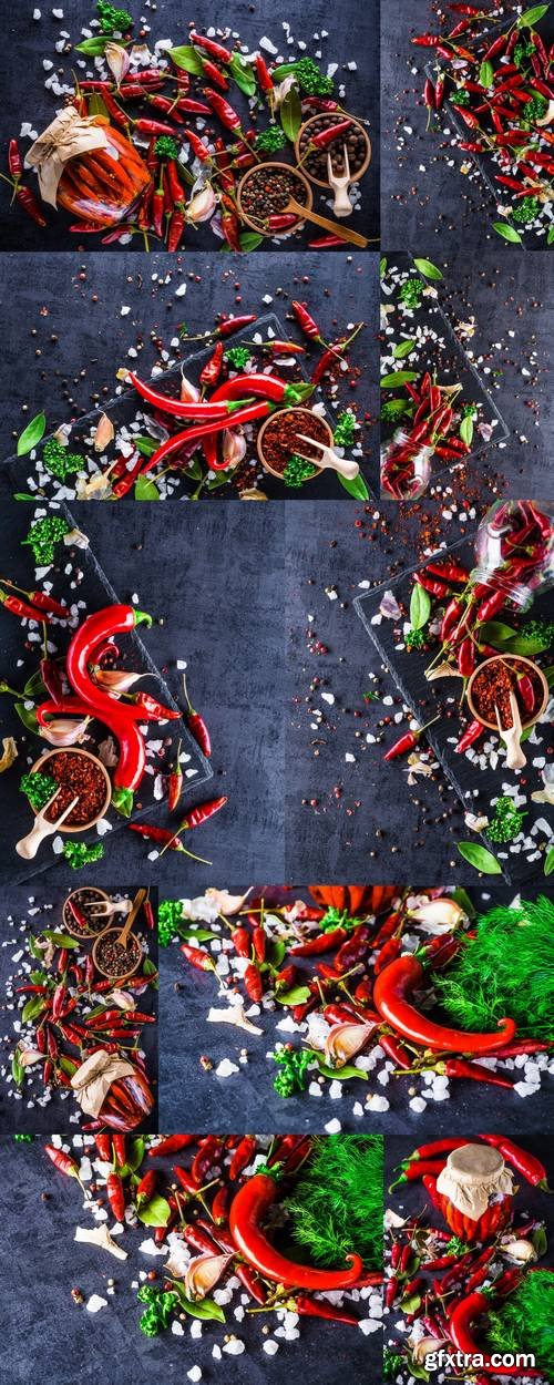 Chili Peppers on a Black Background