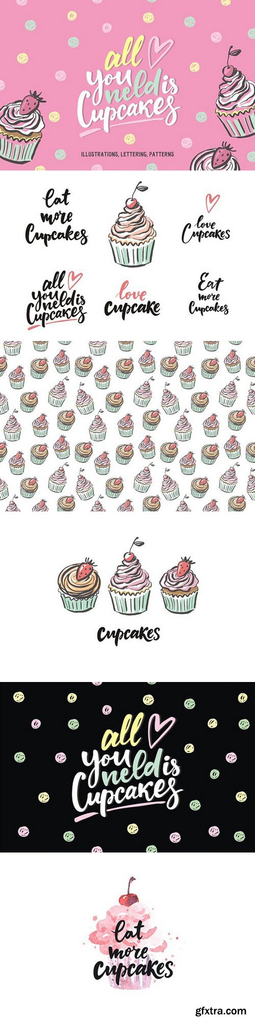 CM - Cupcake pattern, lettering, cards 1226937