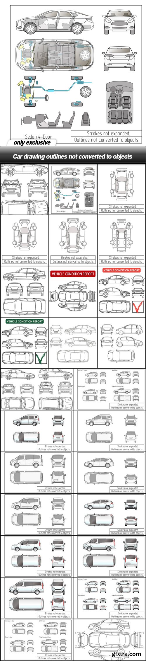 Car drawing outlines not converted to objects - 26 EPS