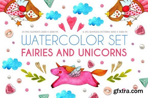CM - Watercolor set-Fairies and Unicorns 1148951