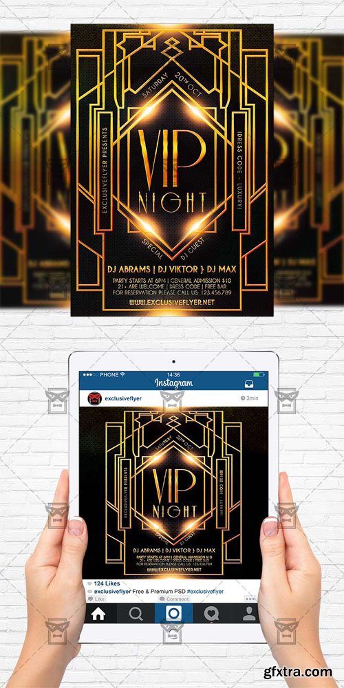 Vip Night - PSD Flyer Template+Instagram Size Flyer