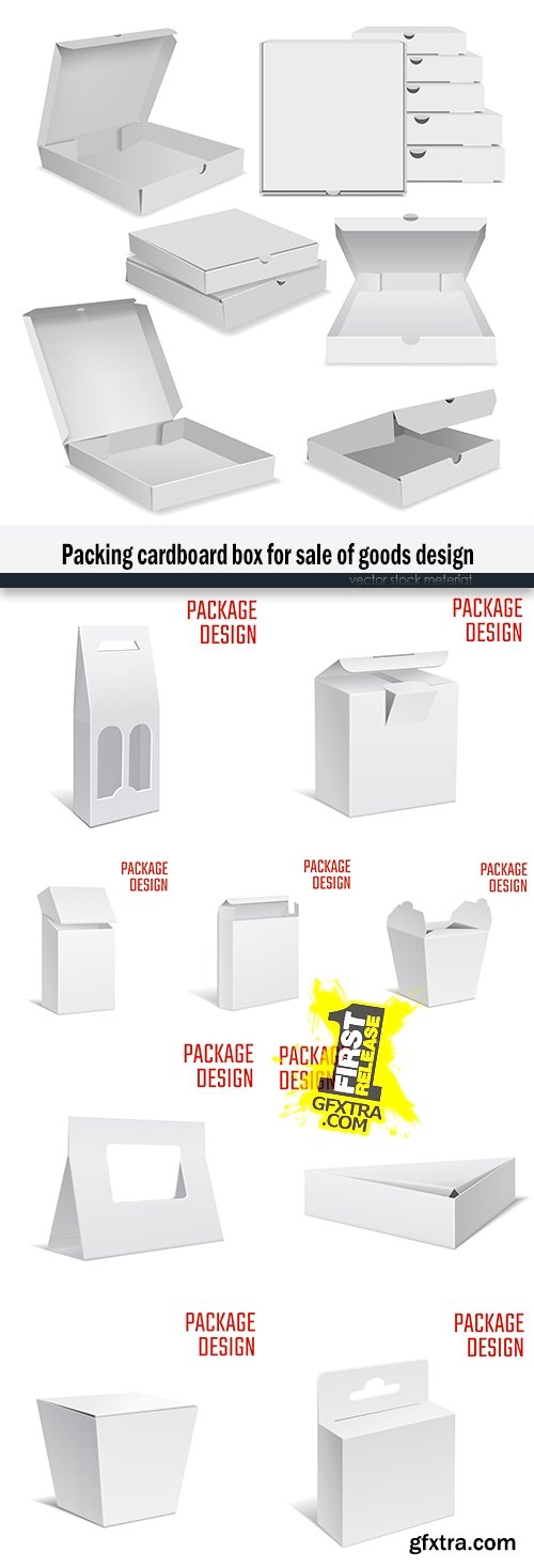 Packing cardboard box for sale of goods design