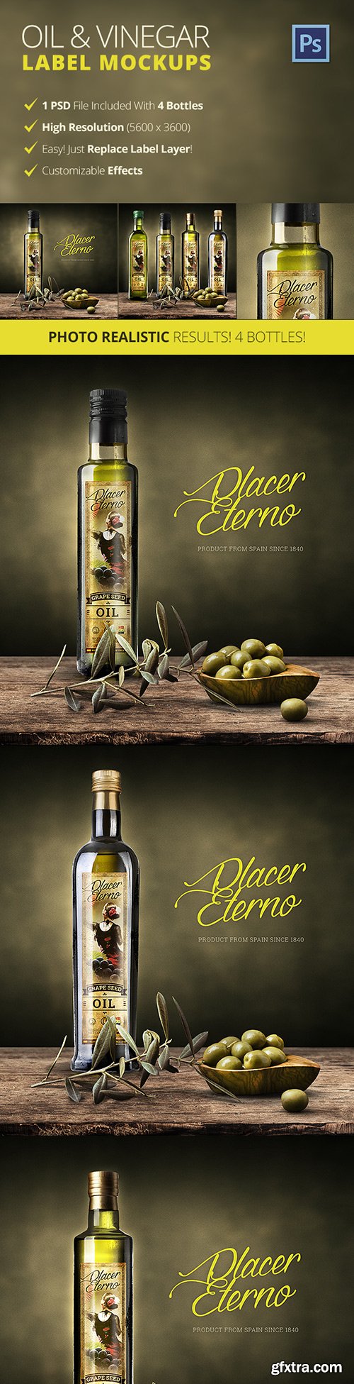 Graphicriver - Olive Oil And Vinegar Bottle Label Mockup 12817024