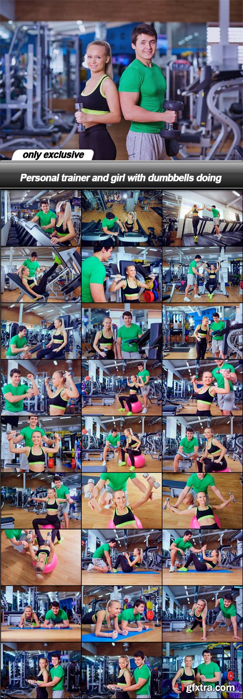 Personal trainer and girl with dumbbells doing - 28 UHQ JPEG