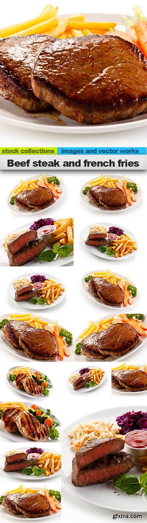 Beef steak and french fries, 15 x UHQ JPEG