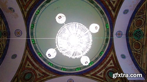 Mosque interior ceiling and lighting