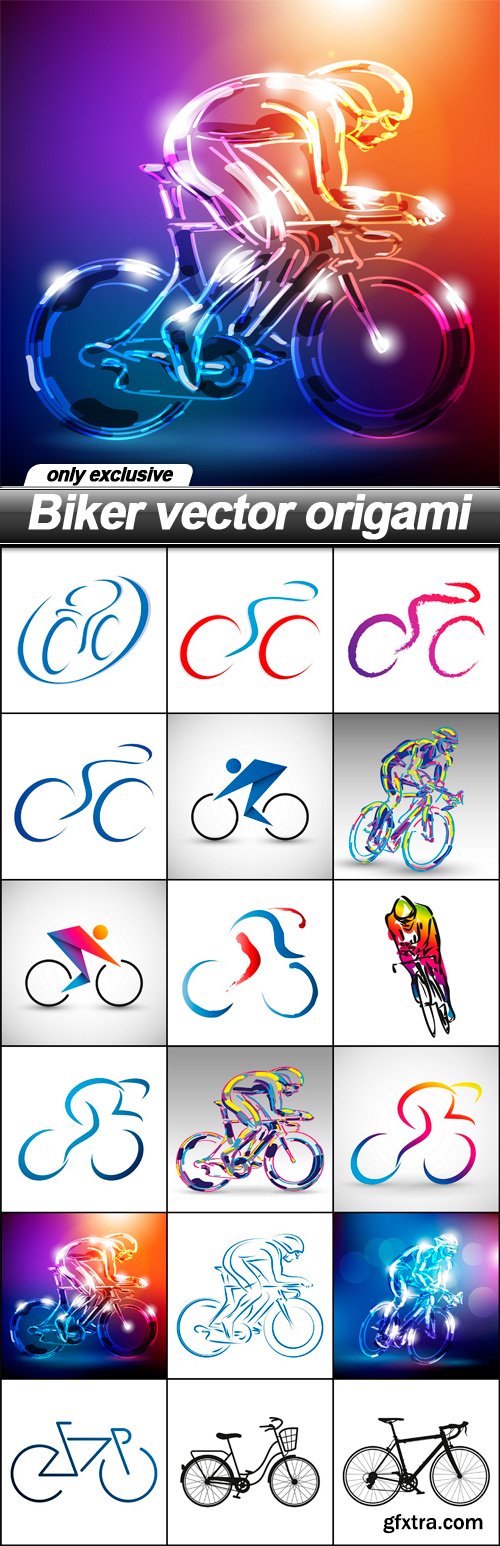 Biker vector origami - 18 EPS