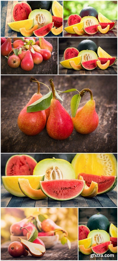Watermelon, melon and pear 8X JPEG