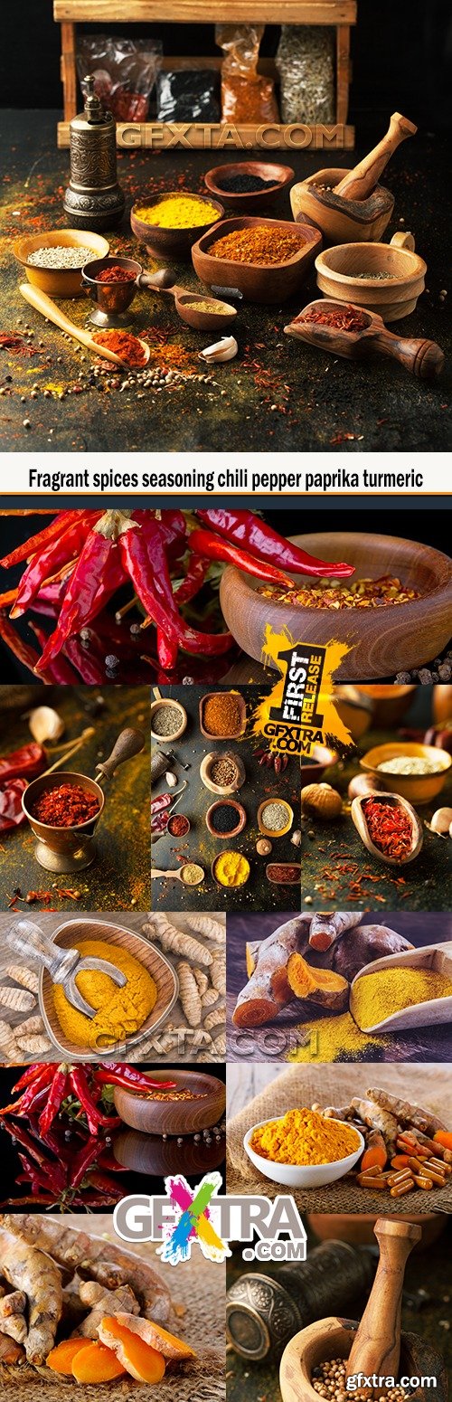 Fragrant spices seasoning chili pepper paprika turmeric