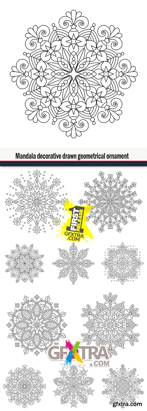 Mandala decorative drawn geometrical ornament