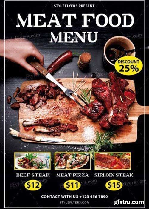 Meat Food Menu V14 PSD Flyer Template
