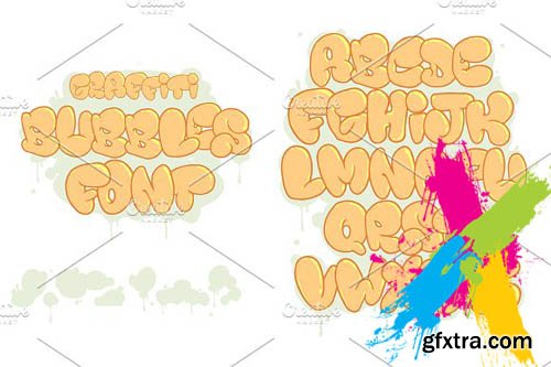 CreativeMarket - Graffiti Bubbles Font Vector 1801942