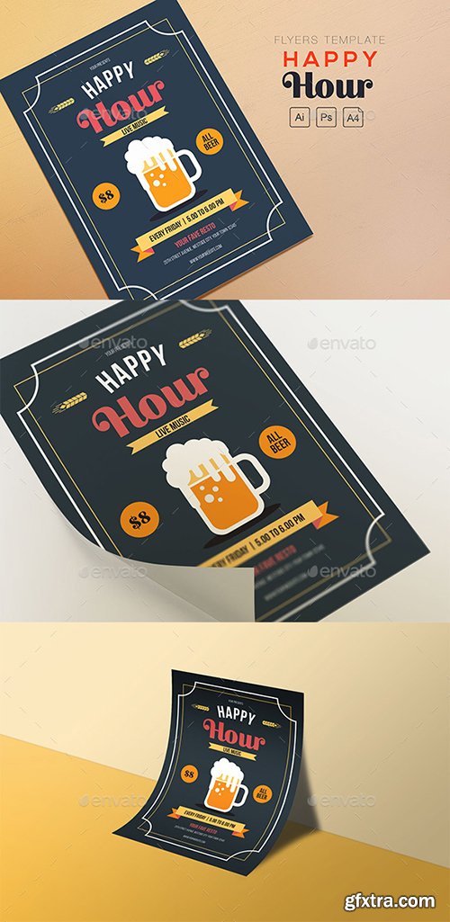 Graphicriver Happy Hour Beer Flyers 20653178
