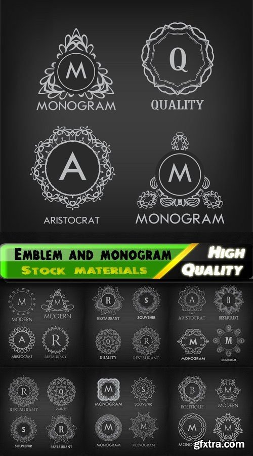 Company Emblem & Monogram in Line Vintage Frames 25xEPS