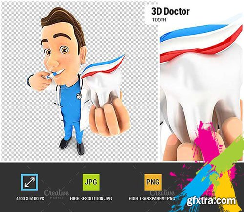 CreativeMarket - 3D Doctor Brushing his Teeth 1968138