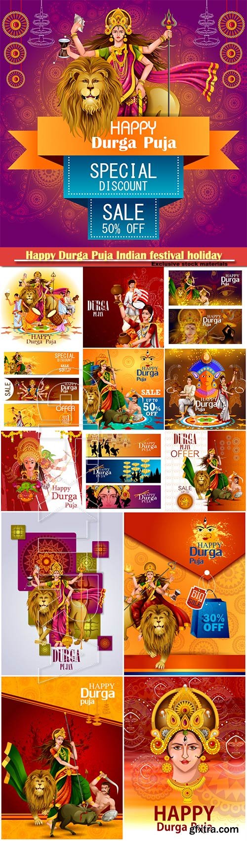 Happy Durga Puja Indian festival holiday vector background # 5
