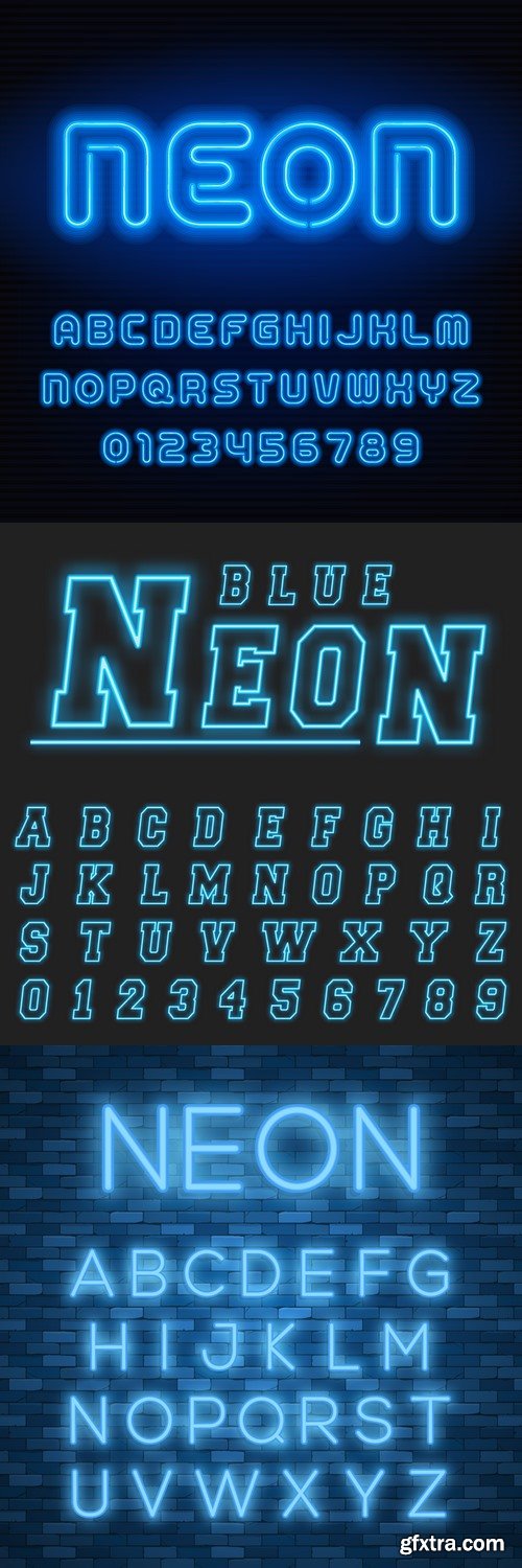 Vectors - Blue Neon Alphabets 18