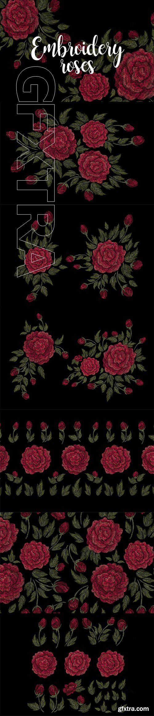 CreativeMarket - Embroidery roses 2245964