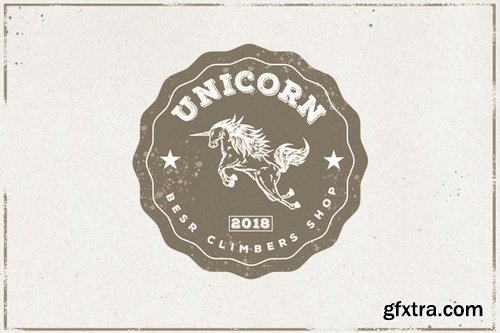 Vintage Unicorn & Tree Logos Badges