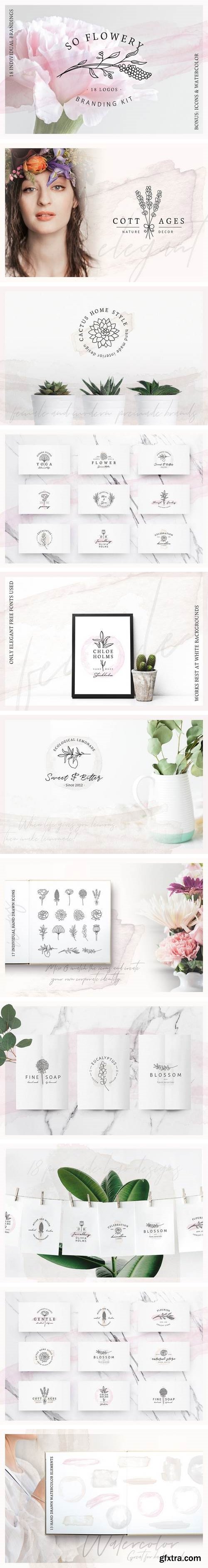 So Flowery Branding Kit + Watercolours