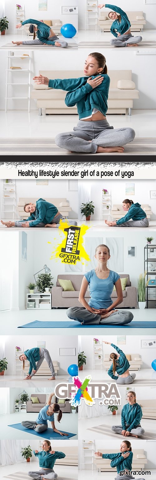 Healthy lifestyle slender girl of a pose of yoga