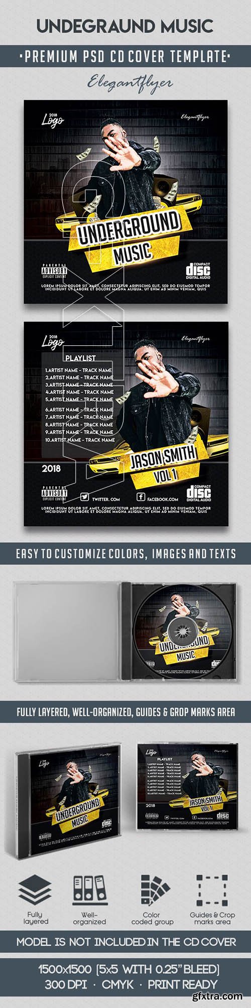 Undergraund Music – Premium CD Cover PSD Template
