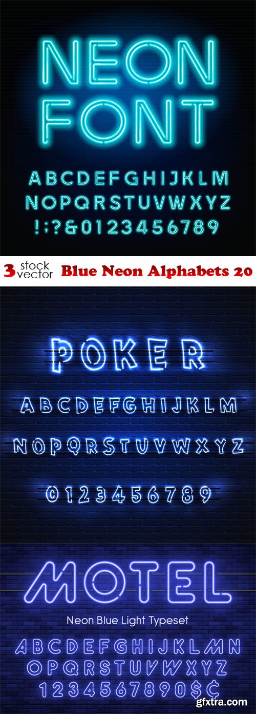 Vectors - Blue Neon Alphabets 20