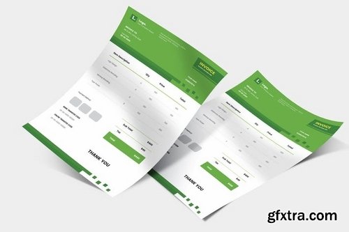 Clean Green & Blue Minimal Invoice Design