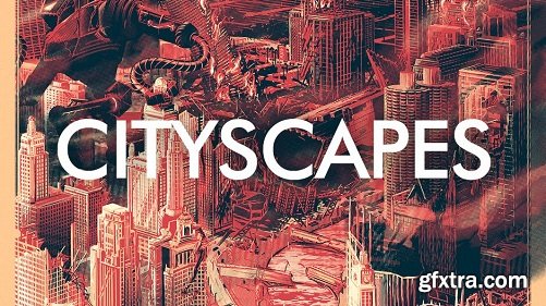 City in Ruins: Illustrate a vast, apocalyptic cityscape ready for screen printing.