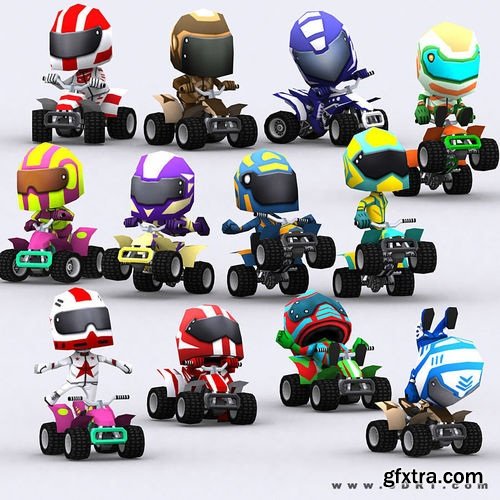 3DRT - chibii racers - quad bikes VR / AR / low-poly 3D model