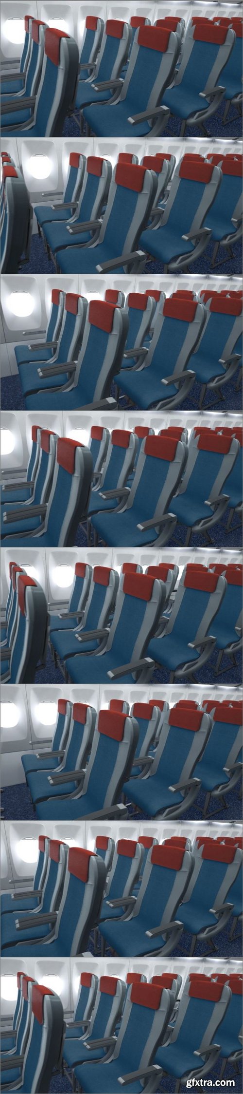 Empty Passenger Seats In Airplane Cabin Seamlessly Looping
