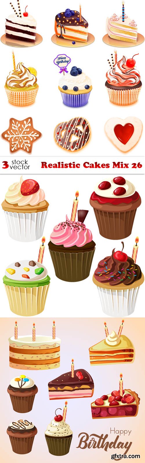 Vectors - Realistic Cakes Mix 26