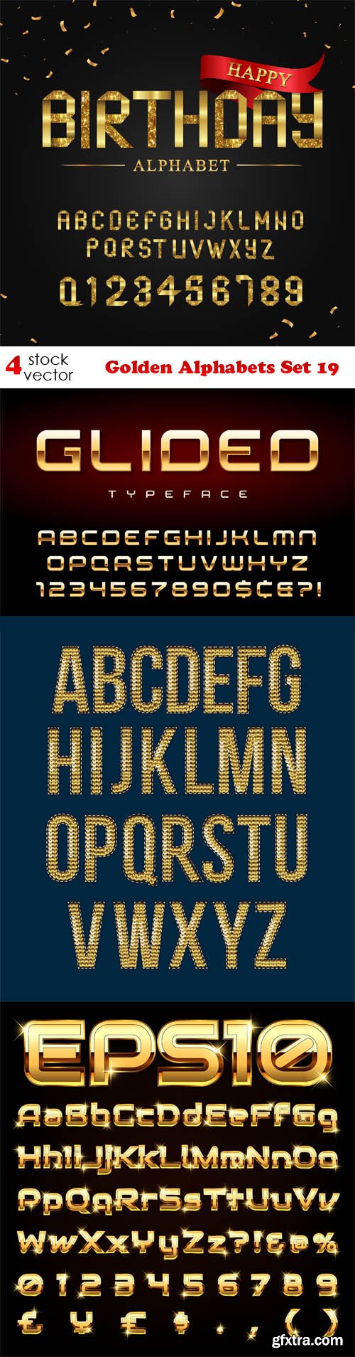 Vectors - Golden Alphabets Set 19